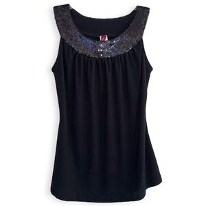 90s & Y2K Black High Neck Sequin Blouse
